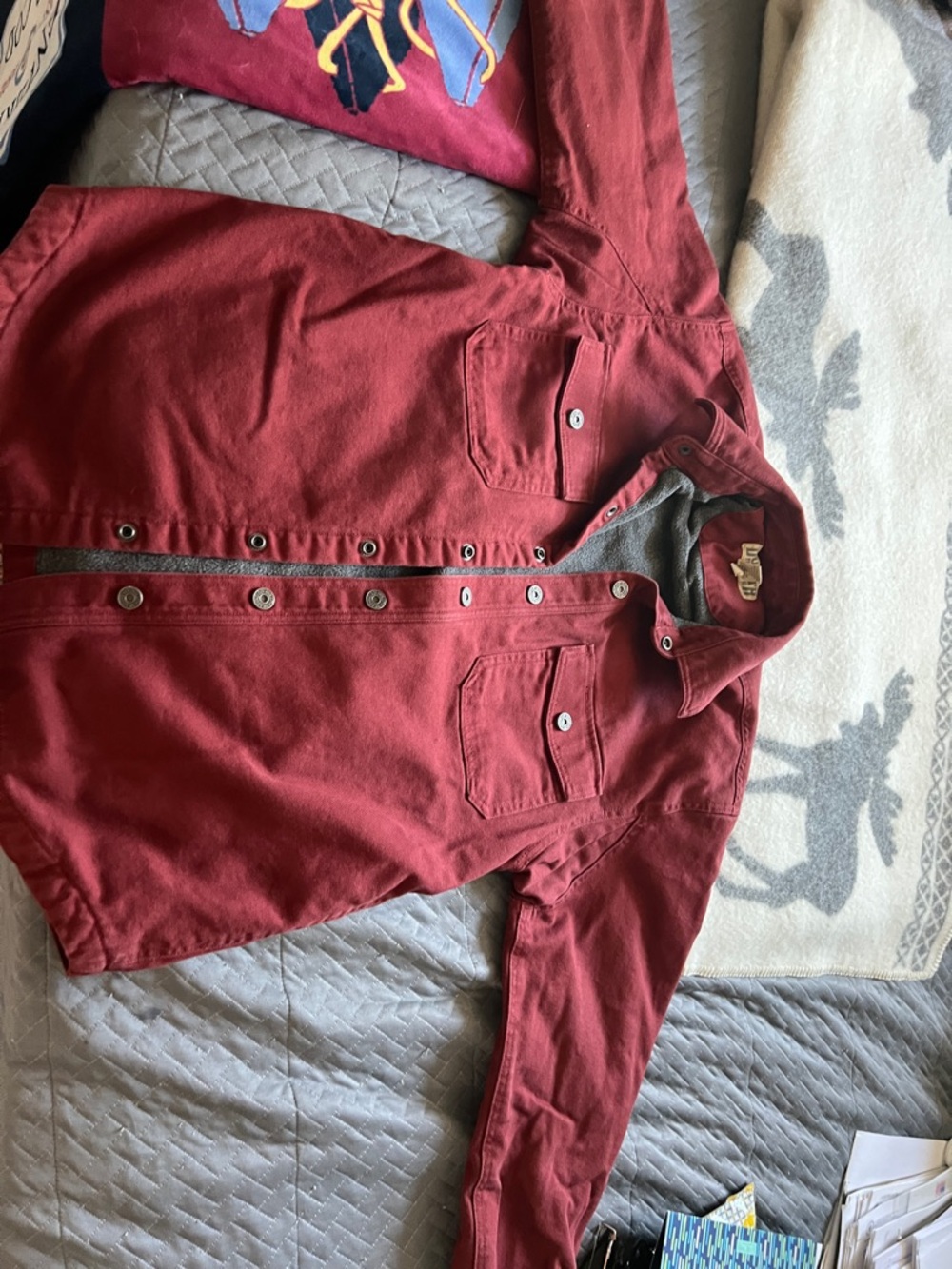 Duluth Trading Co Burgundy Shirt Jacket